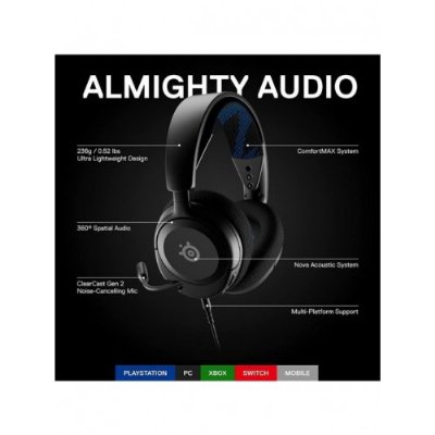 SteelSeries Arctis Nova 1P Siyah Kablolu Kulak Üstü Oyuncu Kulaklığı - Teşhir