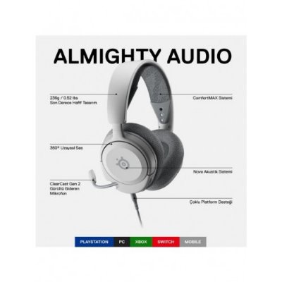 SteelSeries Arctis Nova 1P Beyaz Kablolu Kulak Üstü Oyuncu Kulaklığı - Outlet