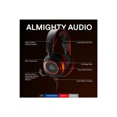 SteelSeries Arctis Nova 3 RGB Kablolu Mikrofonlu Kulak Üstü Oyuncu Kulaklığı