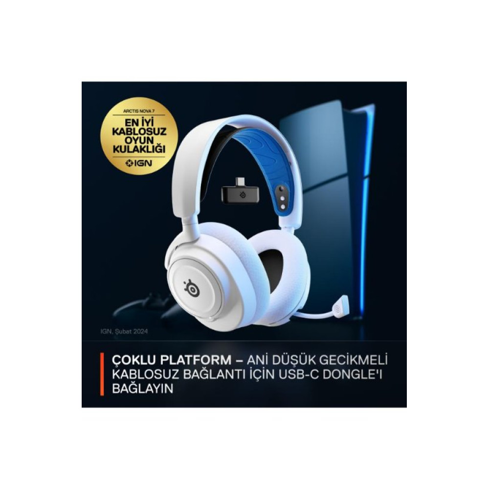 SteelSeries Arctis Nova 7P Beyaz Kablosuz Kulak Üstü Oyuncu Kulaklığı Teşhir