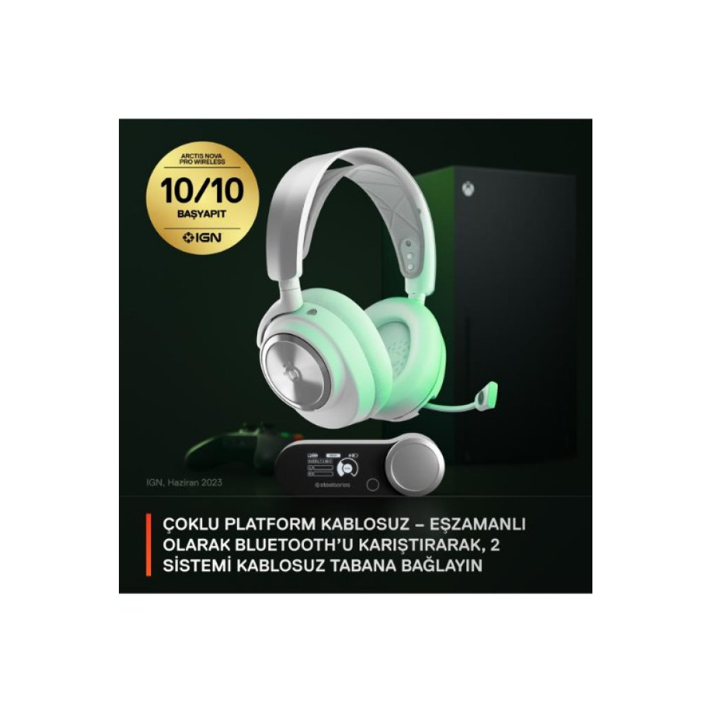 SteelSeries Arctis Nova Pro Beyaz Kablosuz Kulak Üstü Oyuncu Kulaklığı
