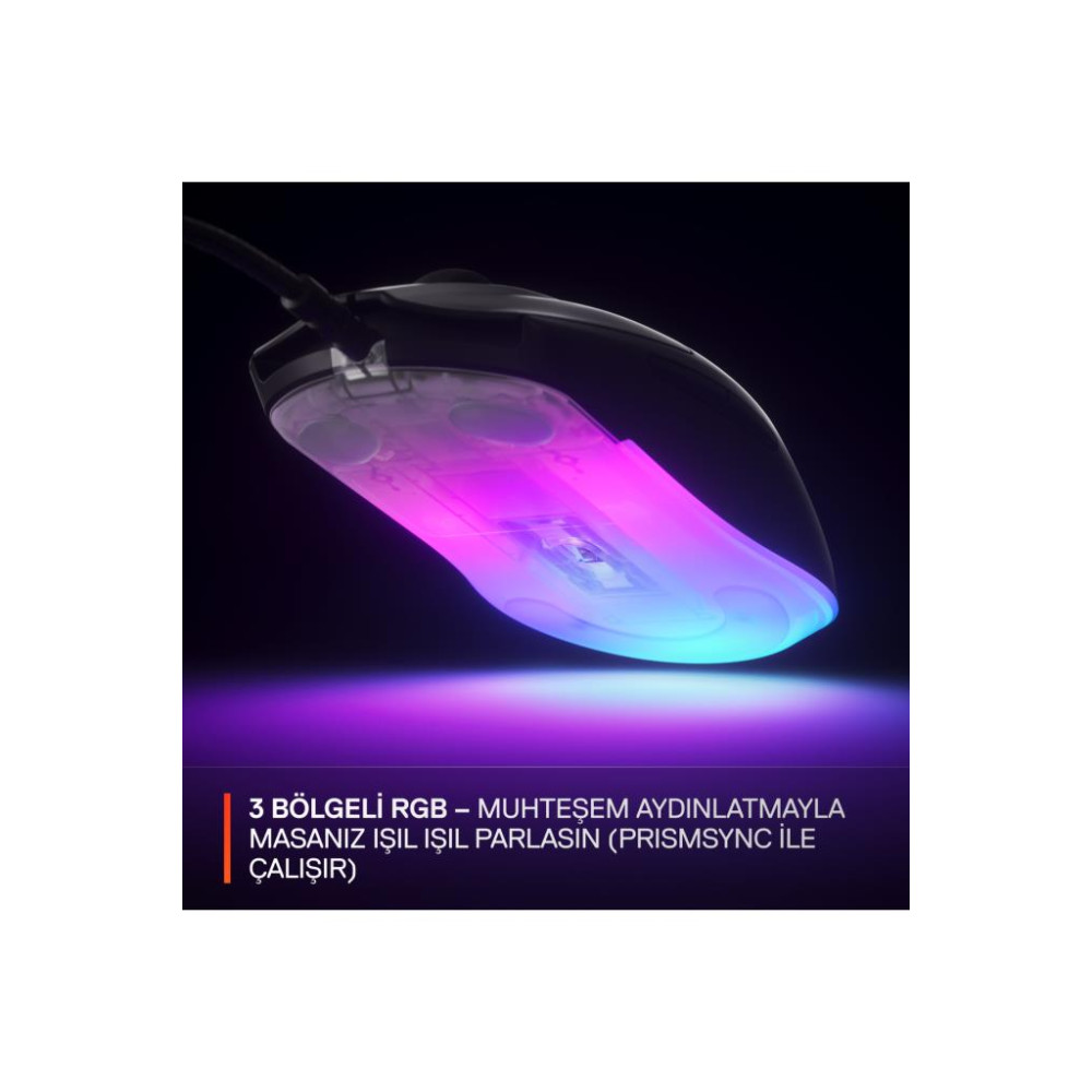 SteelSeries Rival 3 Gen 2 Siyah RGB Optik Kablolu Oyuncu Mouse Teşhir