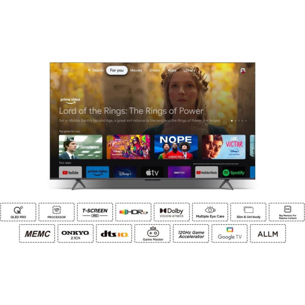 TCL 65T7B 4K Ultra HD 65" 165 Ekran Uydu Alıcılı Google Smart QLED TV Teşhir