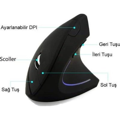 techmaster Dikey Optik Ergonomik Mouse Fare Kablosuz Bilek