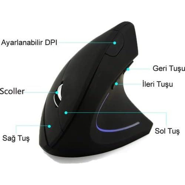 techmaster Dikey Optik Ergonomik Mouse Fare Kablosuz Bilek