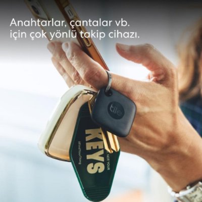 Tile Mate Smart Tag, Siyah, Bluetooth Takip Cihazı - Anahtarlar, Çantalar, Evcil Hayvanlar için Eşya Bulucu, 76 Metre Mesafeye Kadar, Suya Dayanıklı, iOS ve Android Uyumlu Outlet