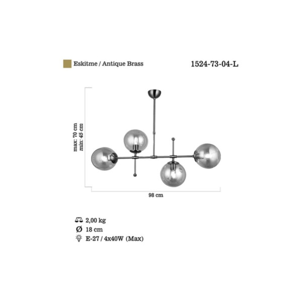 Lucea Polino 4lü Eskitme Sıralı Avize 4XE27 Outlet