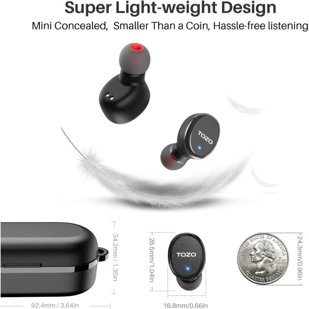 Tozo T10S TWS Siyah Kulak İçi Bluetooth Kulaklık 2022 Teşhir