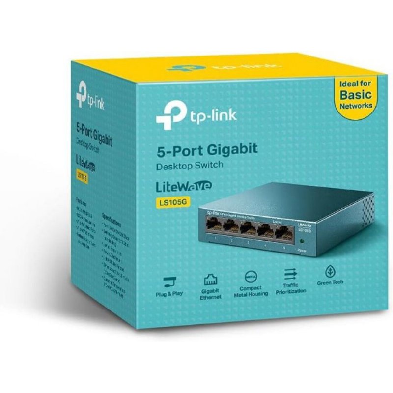 TP-Link LS105G 5 Port 10/100/1000 Mbps Gigabit Switch Outlet