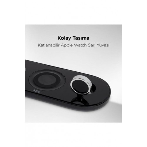 ttec AirCharger Trio 3'ü 1 Arada iPhone + Apple Watch + AirPods Kablosuz Hızlı Şarj Aleti