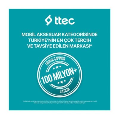 Ttec PowerCard S 2BB170S 5000 mAh 2A Hızlı Şarj LED Pil Göstergesi 2 USB Çıkışlı Powerbank