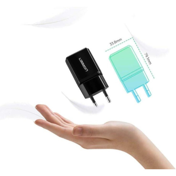 Ugreen 2.1A 10.5W USB-A Şarj Cihazı, Siyah, 50459 Teşhir