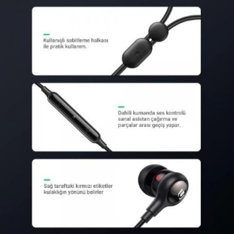 Ugreen 3.5mm Mikrofonlu Kulakiçi Kablolu Kulaklık