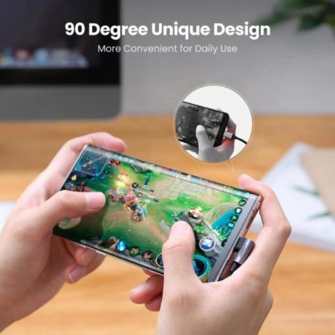 Ugreen 90 Derece Type-C to Type-C 60W Data ve Şarj Kablosu 1 Metre