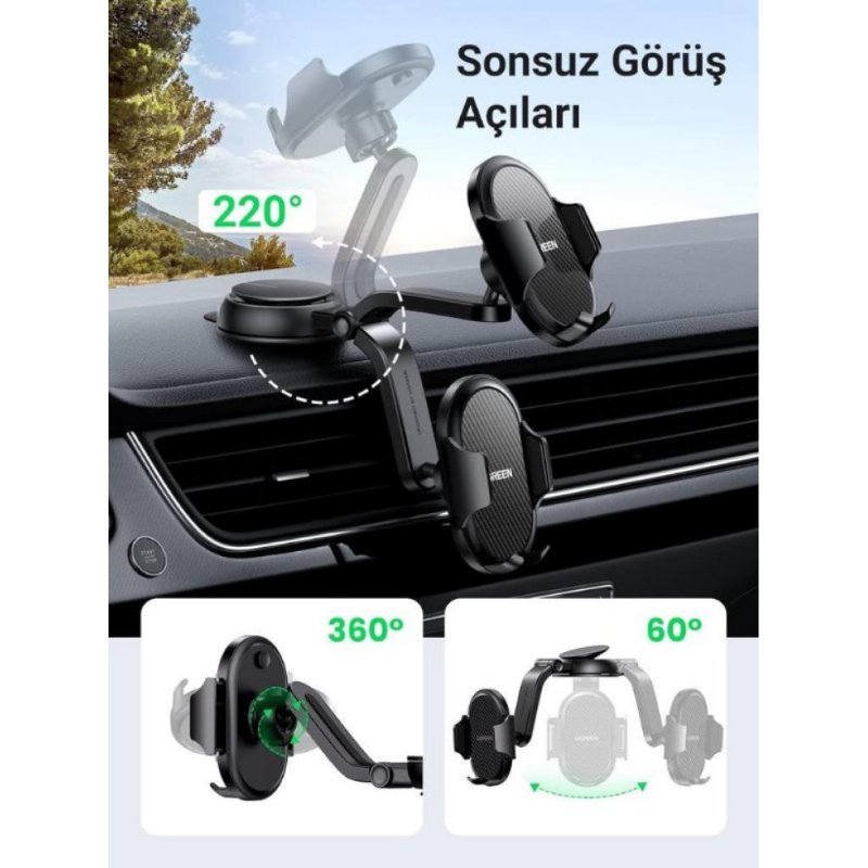 UGREEN Araç Telefonu Tutacağı Vantuz Pano Tutacağı iPhone 15 Pro Max Plus 14 13 Galaxy F34 S23 Ultra Huawei Mate 60 Pro Redmi K60 Ultra vesaire ile Uyumlu Teşhir