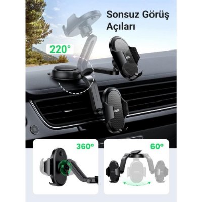 UGREEN Araç Telefonu Tutacağı Vantuz Pano Tutacağı iPhone 15 Pro Max Plus 14 13 Galaxy F34 S23 Ultra Huawei Mate 60 Pro Redmi K60 Ultra vesaire ile Uyumlu Teşhir