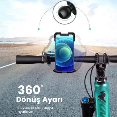 Ugreen Motosiklet ve Bisikletler için 360° Gidon Telefon Tutucu Teşhir