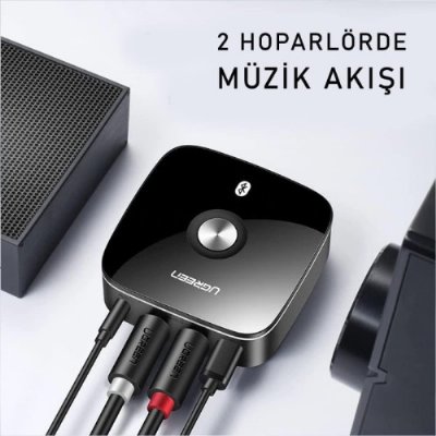 Ugreen Bluetooth 5.1 RCA Aux Ses Adaptörü, Siyah