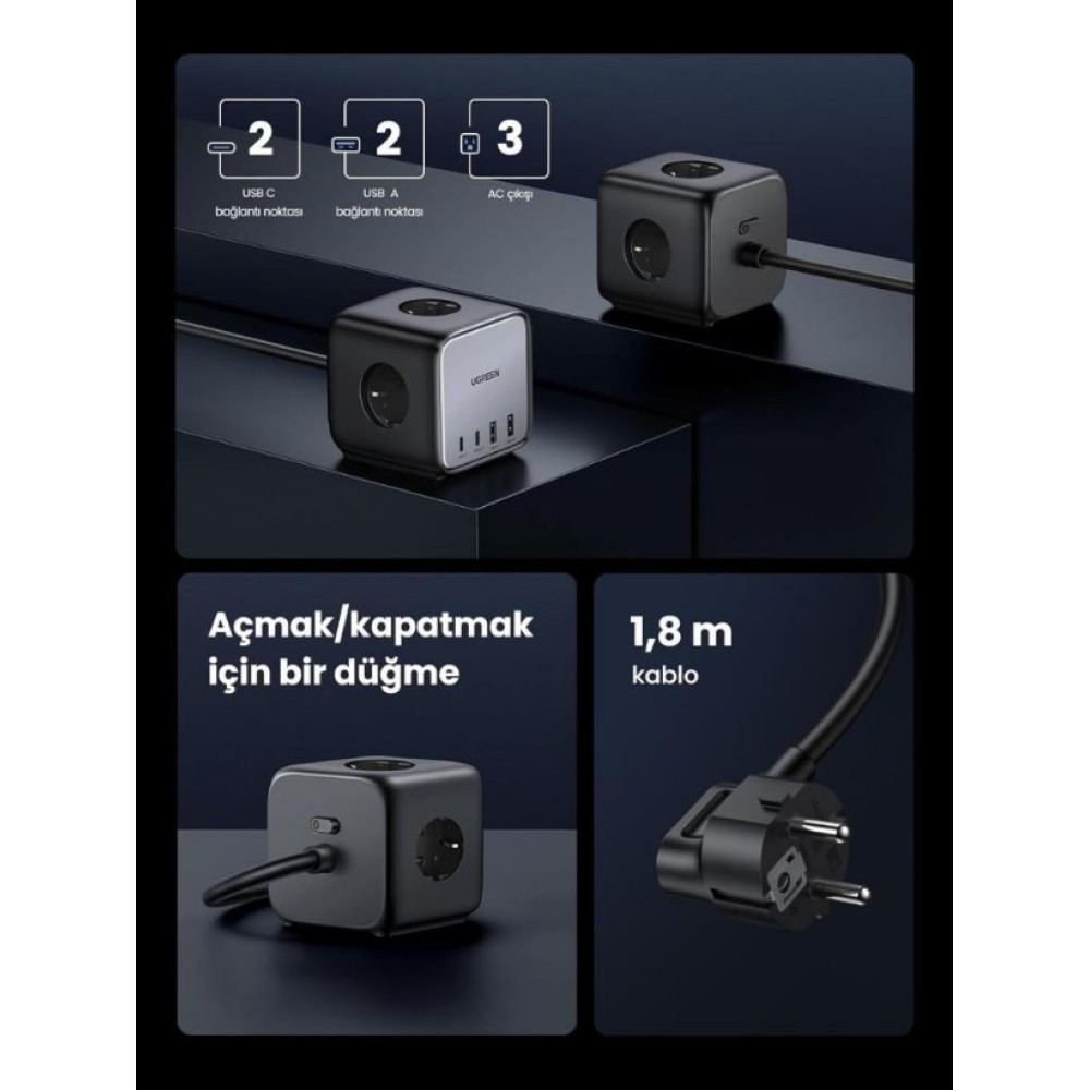 Ugreen Diginest Cube 65 W Hızlı Şarj Adaptörü Teşhir