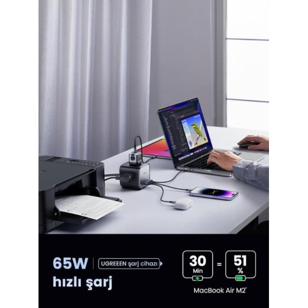 Ugreen Diginest Cube 65 W Hızlı Şarj Adaptörü Teşhir