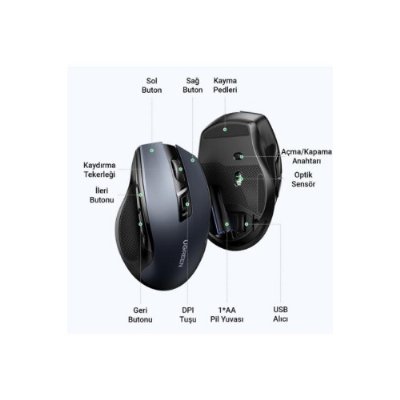 Ugreen 4000dpı Ergonomik Sessiz Kablosuz Optik Mouse Teşhir
