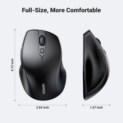 UGREEN Kablosuz Ergonomik Fare, USB Alıcılı 2.4GHz 4000 DPI Sessiz İnce Kablosuz Bluetooth Fare, Tablet,PC,Dizüstü Bilgisayar ile Uyumlu - Teşhir