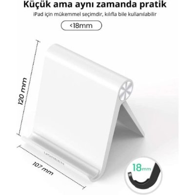 UGREEN Katlanabilir Tablet Standı iPad ile Uyumlu Tablet Tutacağı iPad Pro 11/ iPad/iPad Air/iPad mini/iPad 10.2/ Galaxy Tab S9/ Redmi Pad/Huawei MatePad/iPhone/Galaxy/Redmi vesaire. (Beyaz) Teşhir