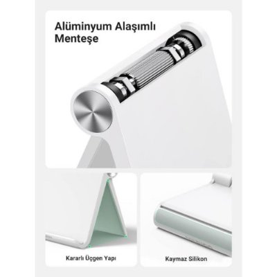 UGREEN Katlanabilir Tablet Standı iPad ile Uyumlu Tablet Tutacağı iPad Pro 11/ iPad/iPad Air/iPad mini/iPad 10.2/ Galaxy Tab S9/ Redmi Pad/Huawei MatePad/iPhone/Galaxy/Redmi vesaire. (Beyaz) Teşhir