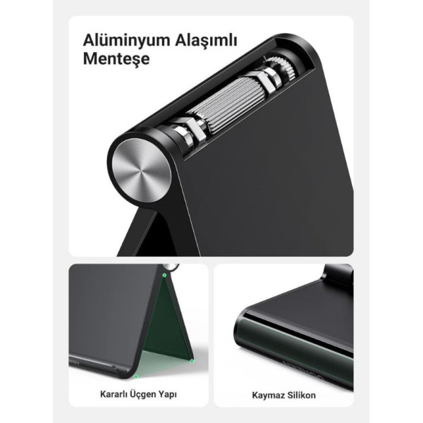 UGREEN Çok Açılı Masaüstü Siyah Tablet Telefon Standı