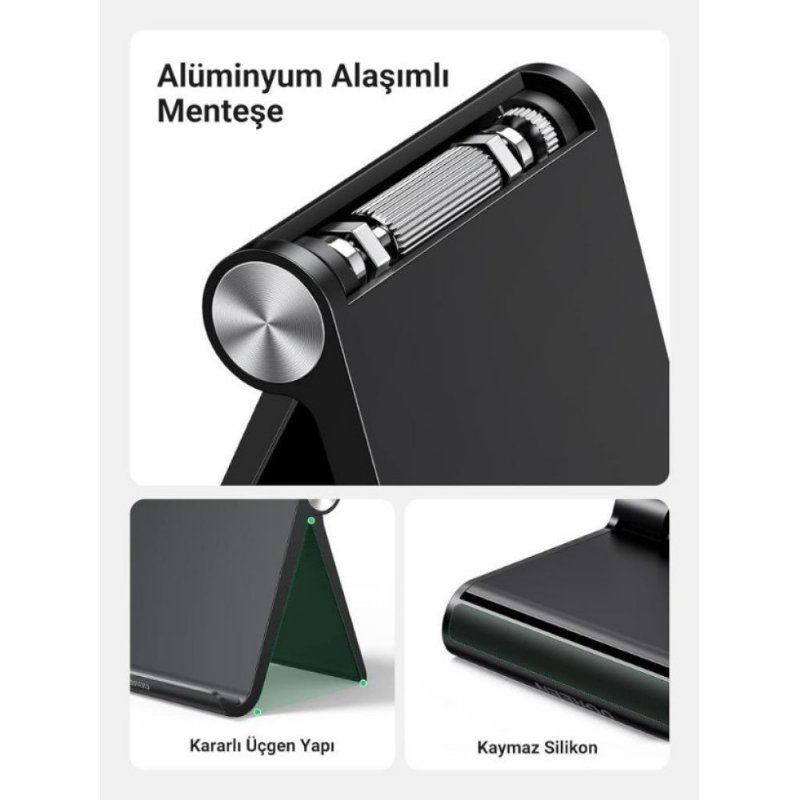 UGREEN Çok Açılı Masaüstü Siyah Tablet Telefon Standı Teşhir