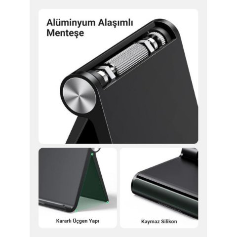 UGREEN Çok Açılı Masaüstü Siyah Tablet Telefon Standı Teşhir