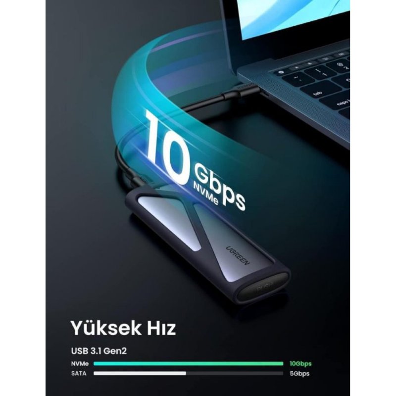 Ugreen M.2 NVMe SSD Type-C 3.1 Gen2 PCIe M-Key M+B Key Disk Kutusu Outlet