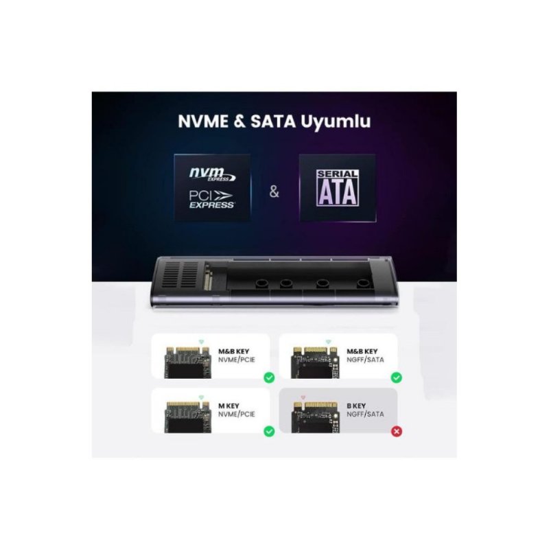 Ugreen M.2 NVME NGFF USB-C 3.2 Gen2 10Gbps Disk Kutusu Outlet