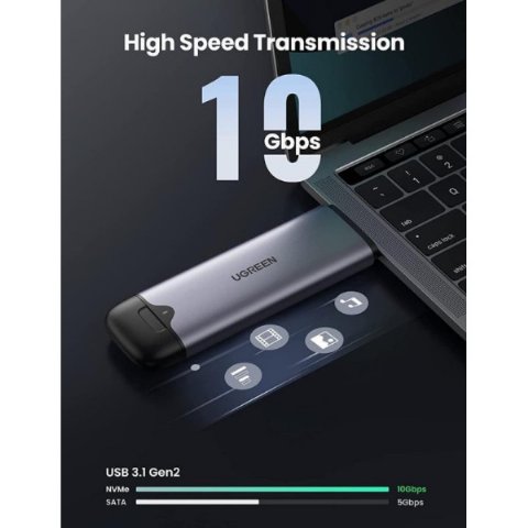 Ugreen M.2 NVME USB-A USB-C 3.1 Gen 2 M ve B+M KEY SSD Disk Kutusu