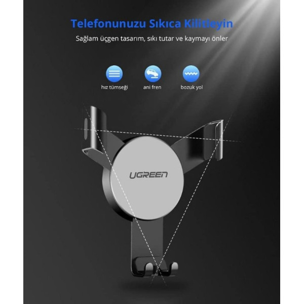 Ugreen Mekanik Araç İçi Telefon Tutucu Siyah Teşhir