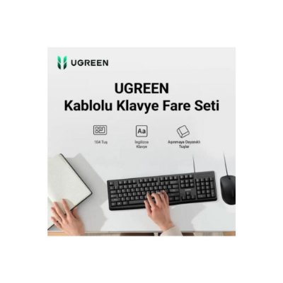 Ugreen Mk003 Ingilizce Kablolu Klavye Mouse Seti Teşhir