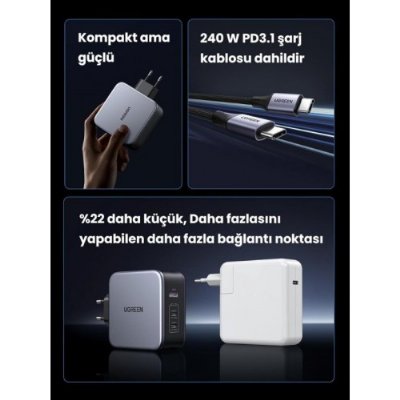Ugreen Nexode 140 W Type-C Kablolu Şarj Aleti