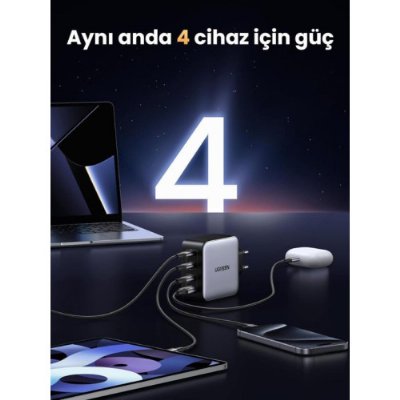 Ugreen Gan X 100 W 4 Port Hızlı Şarj Adaptörü Teşhir
