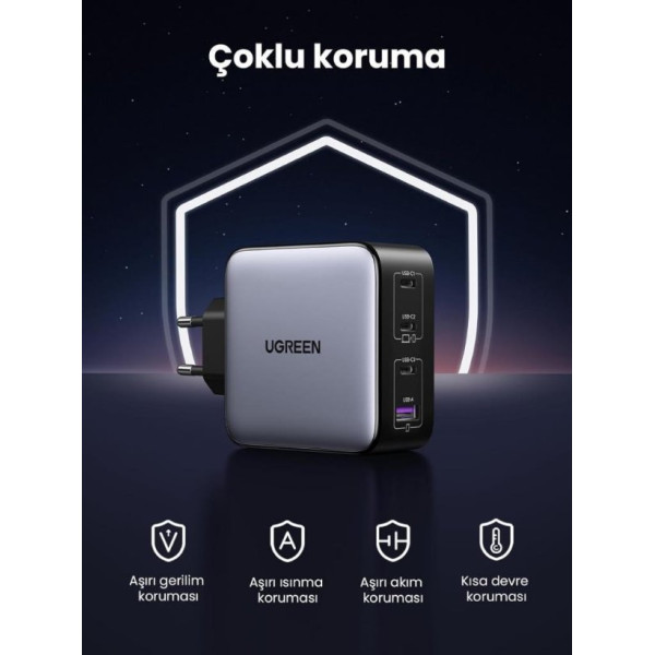 Ugreen Gan X 100 W 4 Port Hızlı Şarj Adaptörü Teşhir