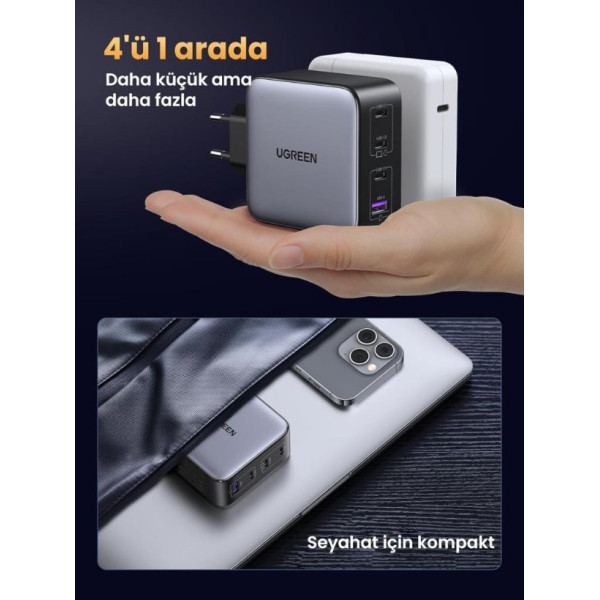Ugreen Gan X 100 W 4 Port Hızlı Şarj Adaptörü Teşhir