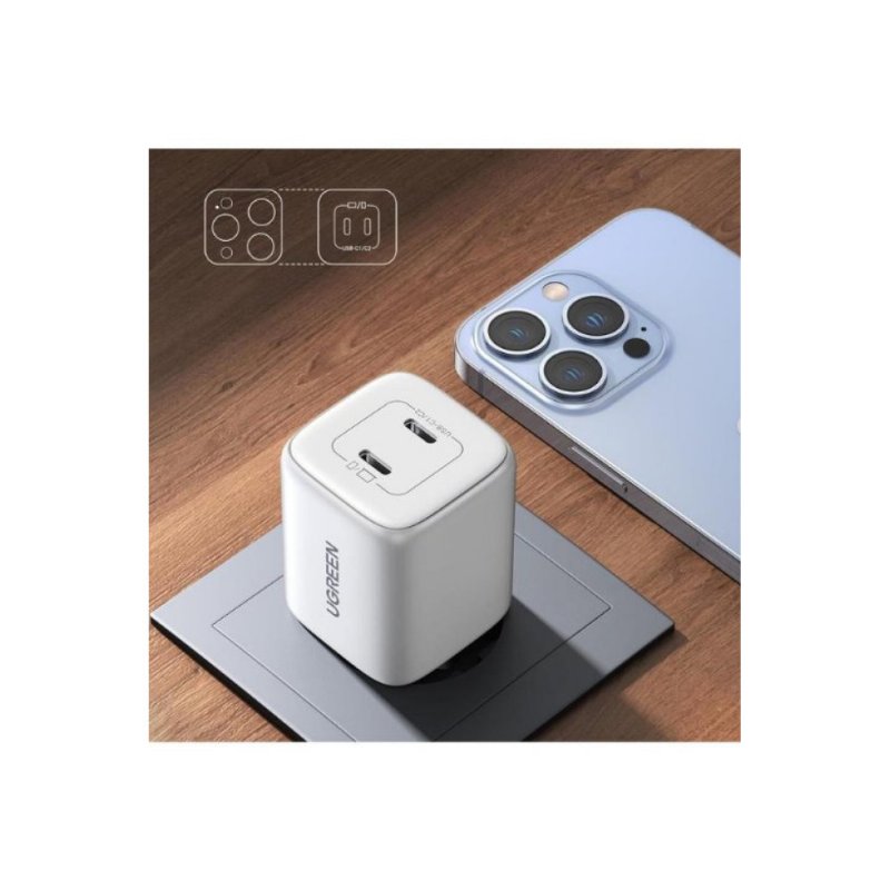 Ugreen Nexode 45 W Beyaz Hızlı Şarj Adaptörü 