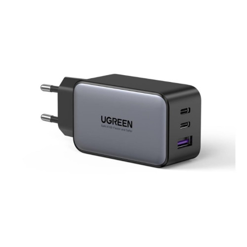 Ugreen 65 W USB Type-C QC 4.0 PD 3.0 GanX 3 Portlu Hızlı Şarj Cihazı Space Gray Teşhir