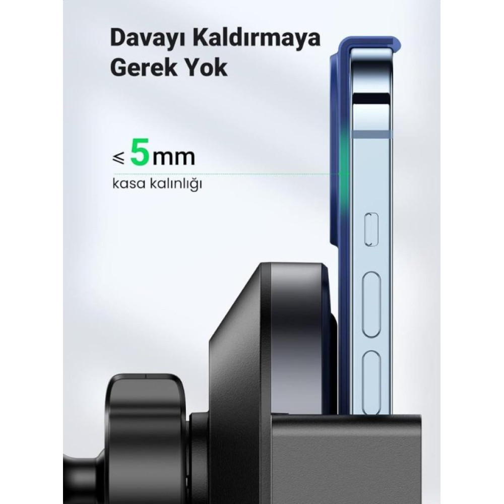 Ugreen 15w Kablosuz Şarj Destekli Araç Içi Sensörlü Otomatik Telefon Tutucu Outlet