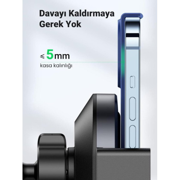 Ugreen 15w Kablosuz Şarj Destekli Araç Içi Sensörlü Otomatik Telefon Tutucu Outlet