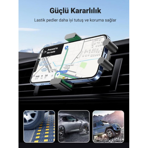 Ugreen 15w Kablosuz Şarj Destekli Araç Içi Sensörlü Otomatik Telefon Tutucu Outlet