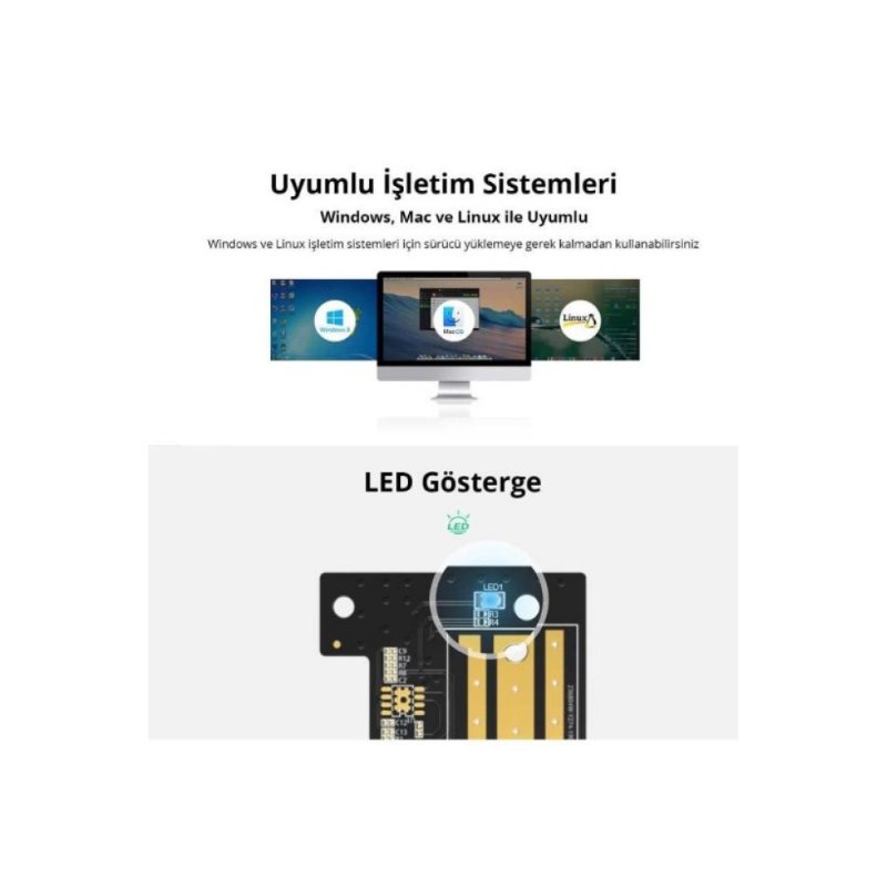 Ugreen PCIe 3.0 M.2 Nvme ve Ngff Okuyucu Adaptör Kartı