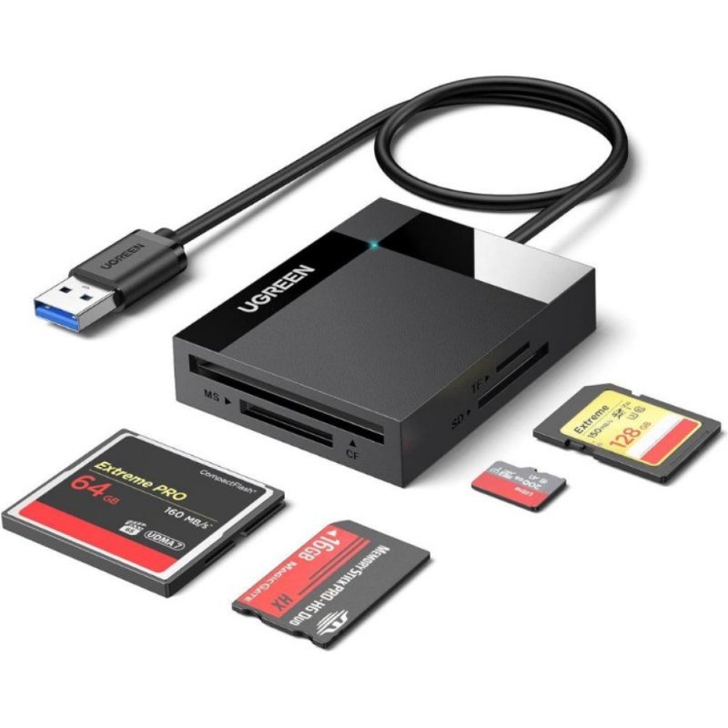 Ugreen USB 3.0 4'ü 1 Arada Kart Okuyucu, Siyah Outlet