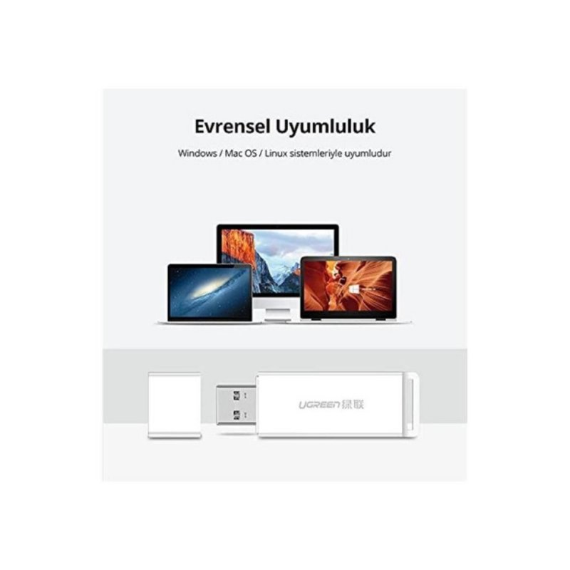 Ugreen USB 3.0 SD ve Micro SD Kart Okuyucu, Beyaz
