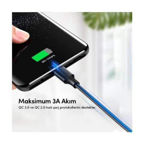 Ugreen USB-A & USB-C Şarj ve Data Kablosu, 2 Metre, Siyah