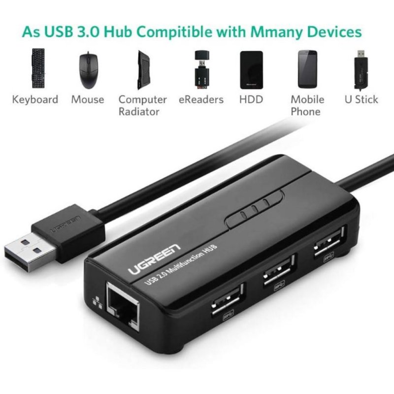 Ugreen USB 3.0 Gigabit Ethernet RJ45 Dönüştürücü USB Çoklayıcı Outlet